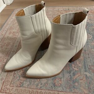 Marc Fisher White Ankle Booties with Chelsea Style